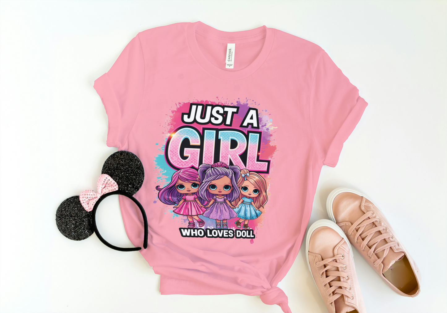 Just a girl who loves doll Girl's Crew Neck T-Shirt