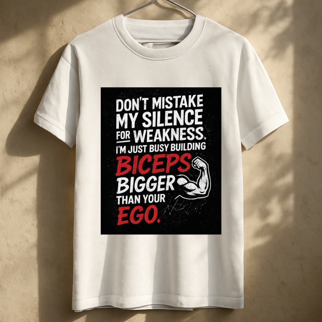Don't mistake my silence for weakness. I'm just busy building biceps bigger than your ego. Unisex Classic Crew T-Shirt