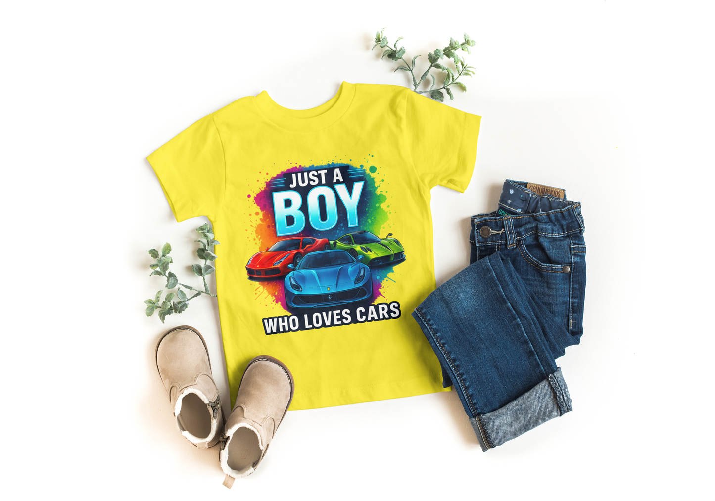 Just a Boy Who Loves Car Boy's Crew Neck T-Shirt