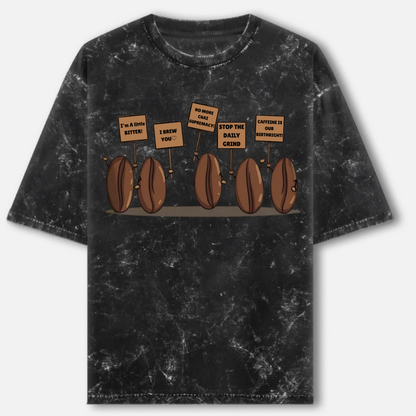 Coffee Beans Protest Unisex Acid Washed Oversized Tee