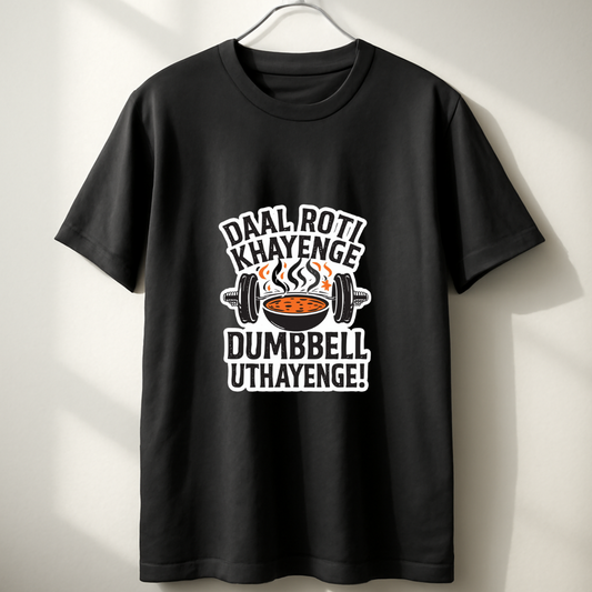 Daal Roti Khayenge Dumbbell Uthayenge Unisex Classic Crew T-Shirt