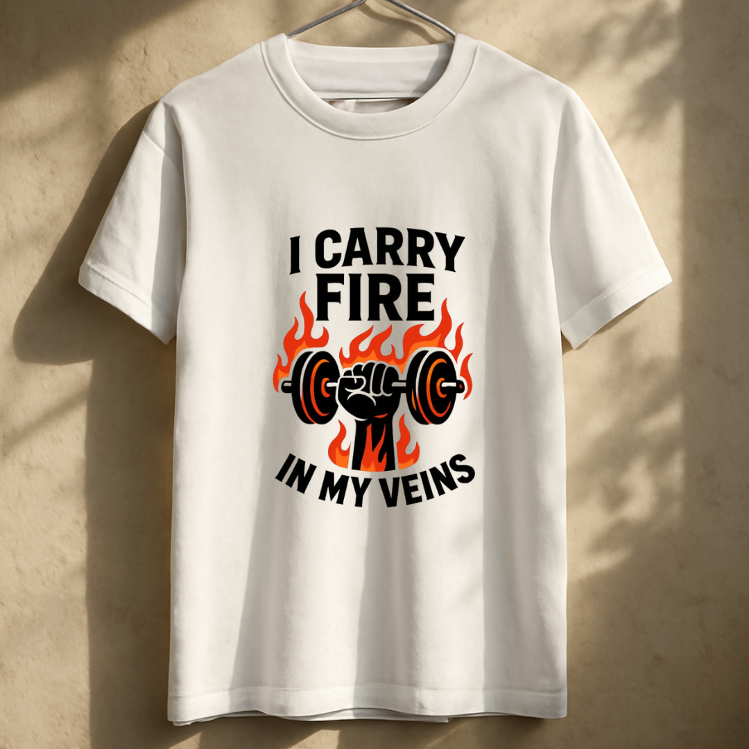 I Carry Fire In My Veins Unisex Classic Crew White T-Shirt