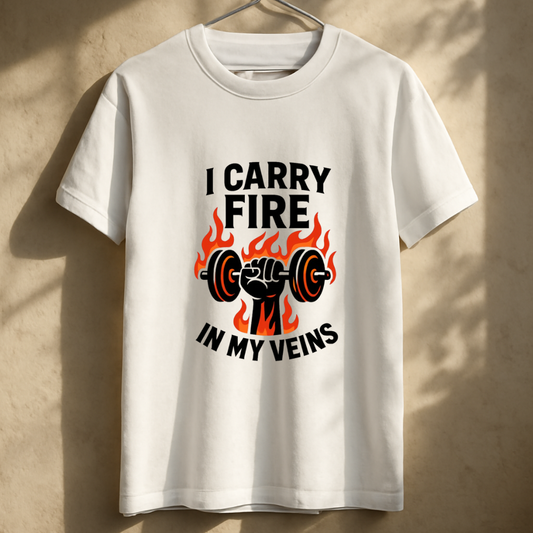 I Carry Fire In My Veins Unisex Classic Crew White T-Shirt