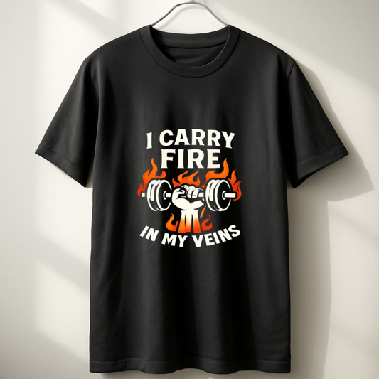I Carry Fire In My Veins Unisex Classic Crew Black T-Shirt