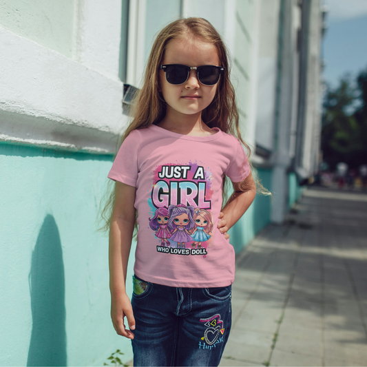 Just a girl who loves doll Girl's Crew Neck T-Shirt