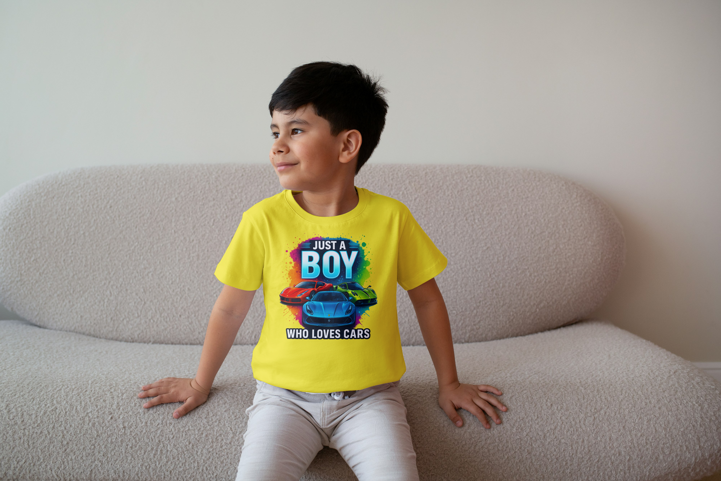 Just a Boy Who Loves Car Boy's Crew Neck T-Shirt